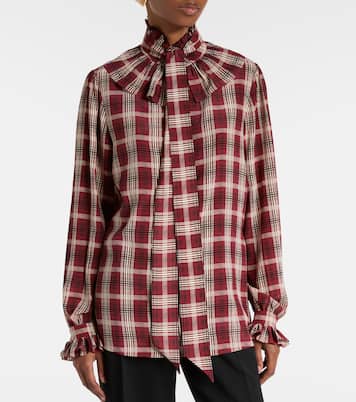 Blouse en soie à carreaux | Saint Laurent