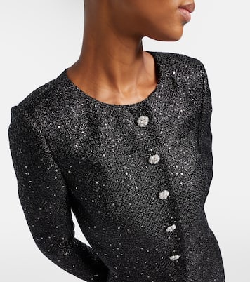 Sequined cropped lamé tweed jacket | Carolina Herrera