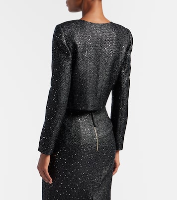Sequined cropped lamé tweed jacket | Carolina Herrera