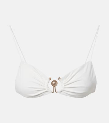 Ring-detail ruched bikini top | Christopher Esber