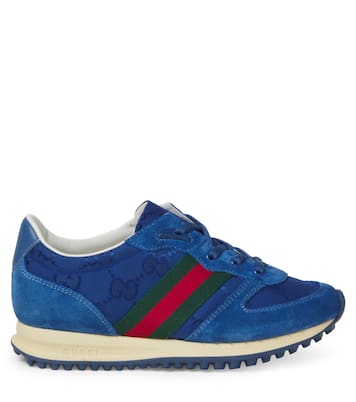 Sneakers Web Stripe GG aus Canvas und Veloursleder | Gucci Kids
