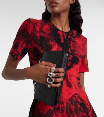 Jewelled Small croc-effect leather shoulder bag | McQueen