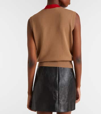 Web Stripe tie-neck cashmere top | Gucci