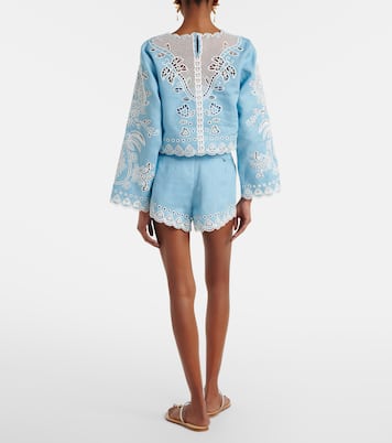 Embroidered belted linen shorts | Farm Rio