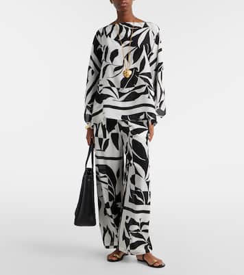 Pantalones palazzo Voto de seda estampados | Max Mara