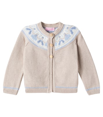 Baby Aubrey intarsia cotton cardigan | La Coqueta