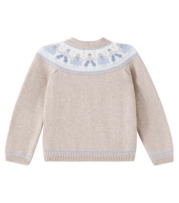 Baby Aubrey intarsia cotton cardigan | La Coqueta