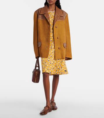 Floral cotton poplin midi dress | Miu Miu