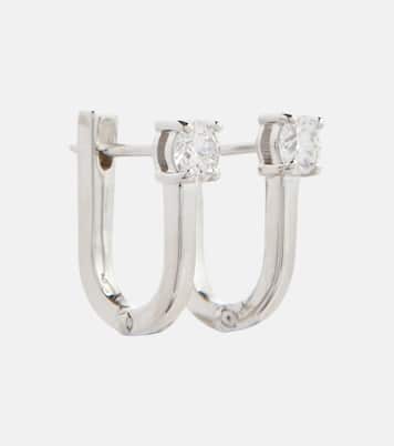 Boucles d'oreilles Aria U Huggie en or blanc 18 ct et diamants | Melissa Kaye
