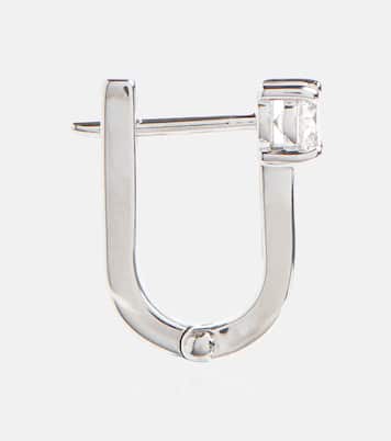 Boucles d'oreilles Aria U Huggie en or blanc 18 ct et diamants | Melissa Kaye