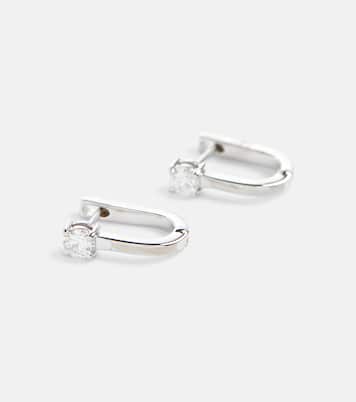Boucles d'oreilles Aria U Huggie en or blanc 18 ct et diamants | Melissa Kaye