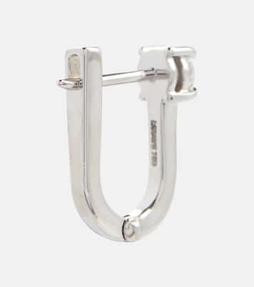 Boucles d'oreilles Aria U Huggie en or blanc 18 ct et diamants | Melissa Kaye