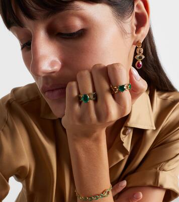 Ring Catena Petite aus 18kt Gelbgold mit Smaragden | Nadine Aysoy