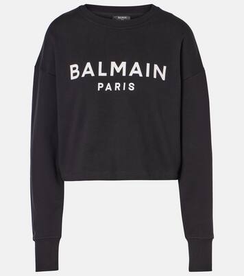 Sudadera de punto fino de algodón con logo | Balmain