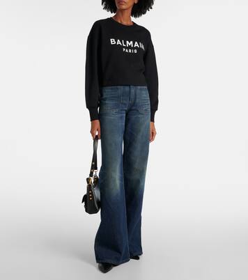 Sudadera de punto fino de algodón con logo | Balmain
