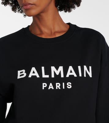 Sudadera de punto fino de algodón con logo | Balmain