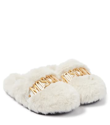 Logo faux fur slippers | Moschino Kids