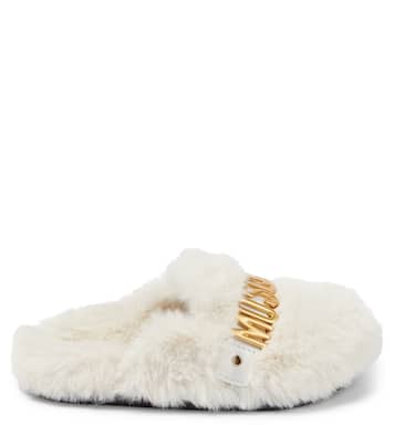Logo faux fur slippers | Moschino Kids