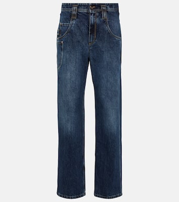 Jeans a gamba larga e vita media | Brunello Cucinelli