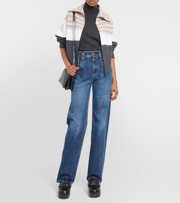 Jeans a gamba larga e vita media | Brunello Cucinelli
