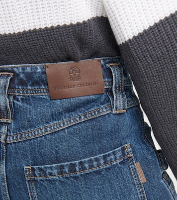 Jeans a gamba larga e vita media | Brunello Cucinelli