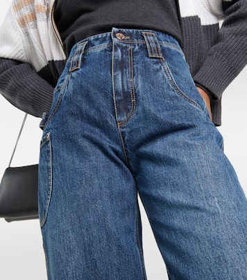 Jeans a gamba larga e vita media | Brunello Cucinelli