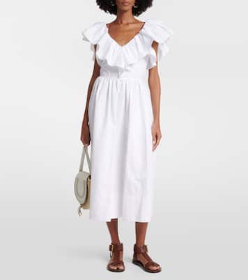 Abito midi in cotone con ruches | Chloé