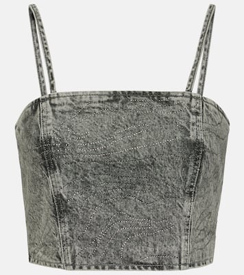 Embellished denim crop top | Rotate