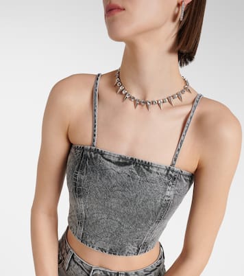 Embellished denim crop top | Rotate