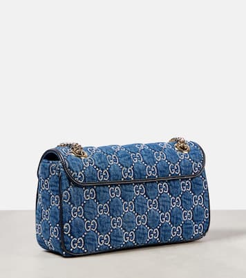 Verzierte Schultertasche GG Marmont aus Denim | Gucci