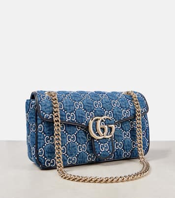 Verzierte Schultertasche GG Marmont aus Denim | Gucci