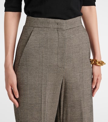 Cognac houndstooth wool-blend straight pants | Max Mara