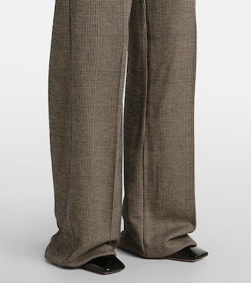 Cognac houndstooth wool-blend straight pants | Max Mara