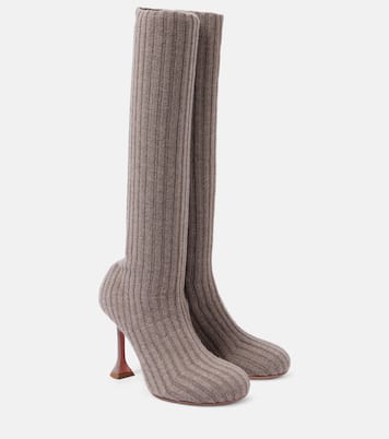Bottes Veneda 95 en maille côtelée | Amina Muaddi