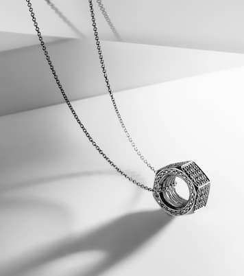 Collana Nut Pendant in oro bianco e argento sterling con diamanti neri | Ileana Makri