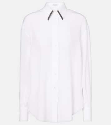 Camicia in raso di seta con monili | Brunello Cucinelli