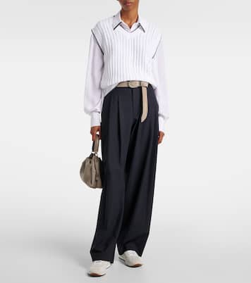 Camicia in raso di seta con monili | Brunello Cucinelli