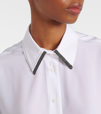 Camicia in raso di seta con monili | Brunello Cucinelli