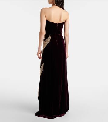 Crystal-embellished velvet gown | Costarellos