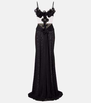 Floral-appliqué mesh gown | David Koma
