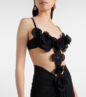 Floral-appliqué mesh gown | David Koma