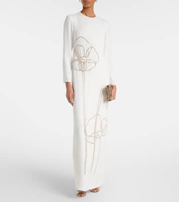 Robe Zarie aus Crêpe mit Kristallen | Costarellos