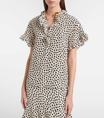 Polka-dot silk crêpe de chine top | Chloé