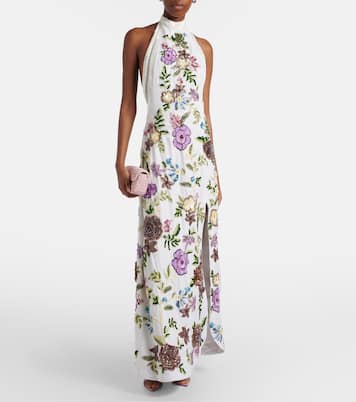 Embellished floral halterneck gown | Là Fuori