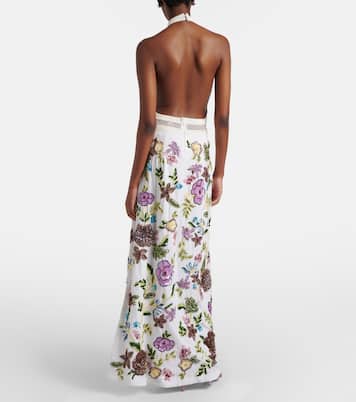 Embellished floral halterneck gown | Là Fuori