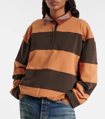 Folio striped cotton fleece polo sweatshirt  | Acne Studios