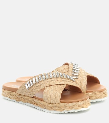 Sandali in paglia con cristalli | Prada