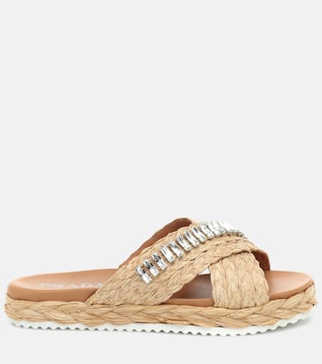 Sandali in paglia con cristalli | Prada