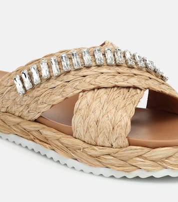 Sandali in paglia con cristalli | Prada