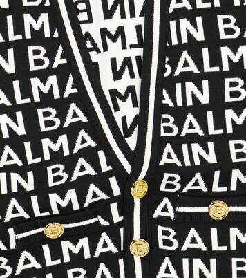 Cárdigan de lana en intarsia con logo | Balmain Kids